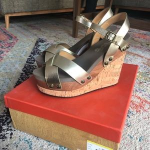 Gold Flogg platform sandals size 8